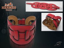 Hermes Fetiche Leather Bracelet Red